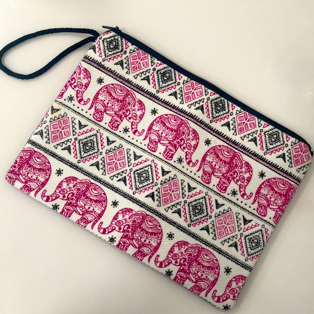 Red and black wristlet elephant patterned